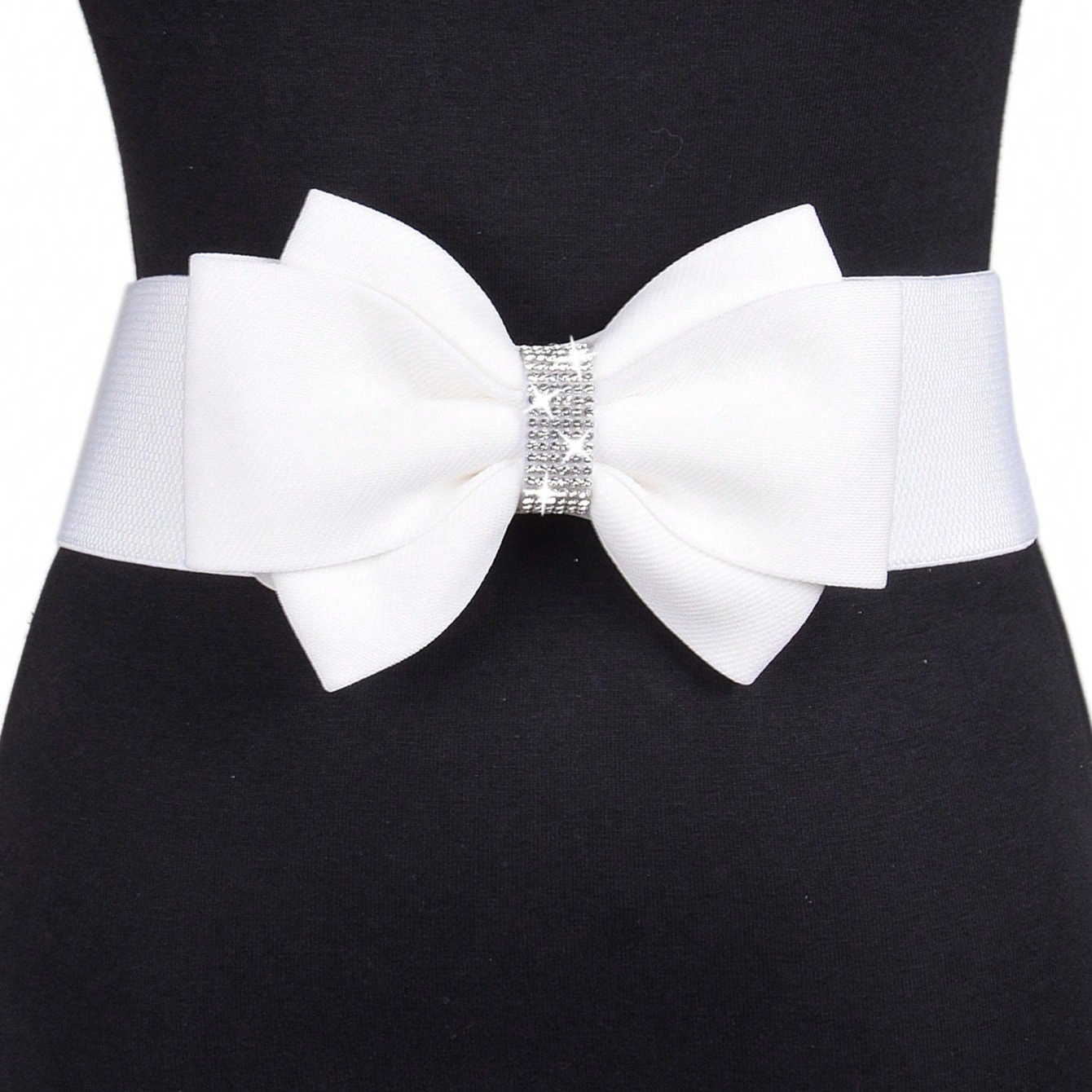 Formal Wear For Women Xl - White Bow Belt Wide Elastic Belts