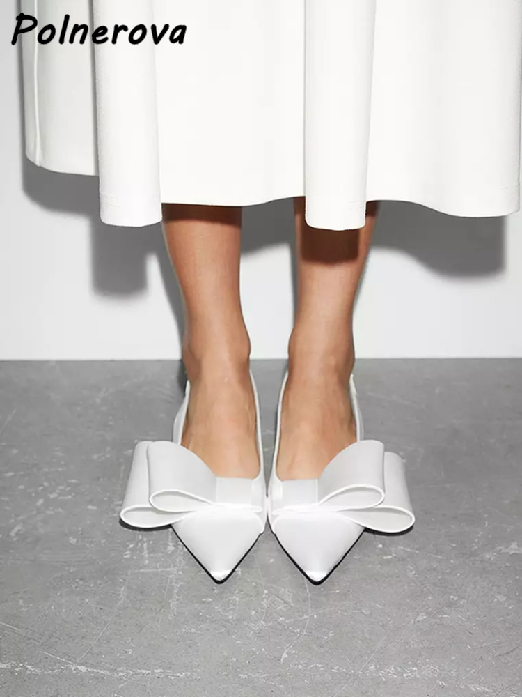 Kitten Heel Women - White Butterfly Knot Sandals Kitten Heels