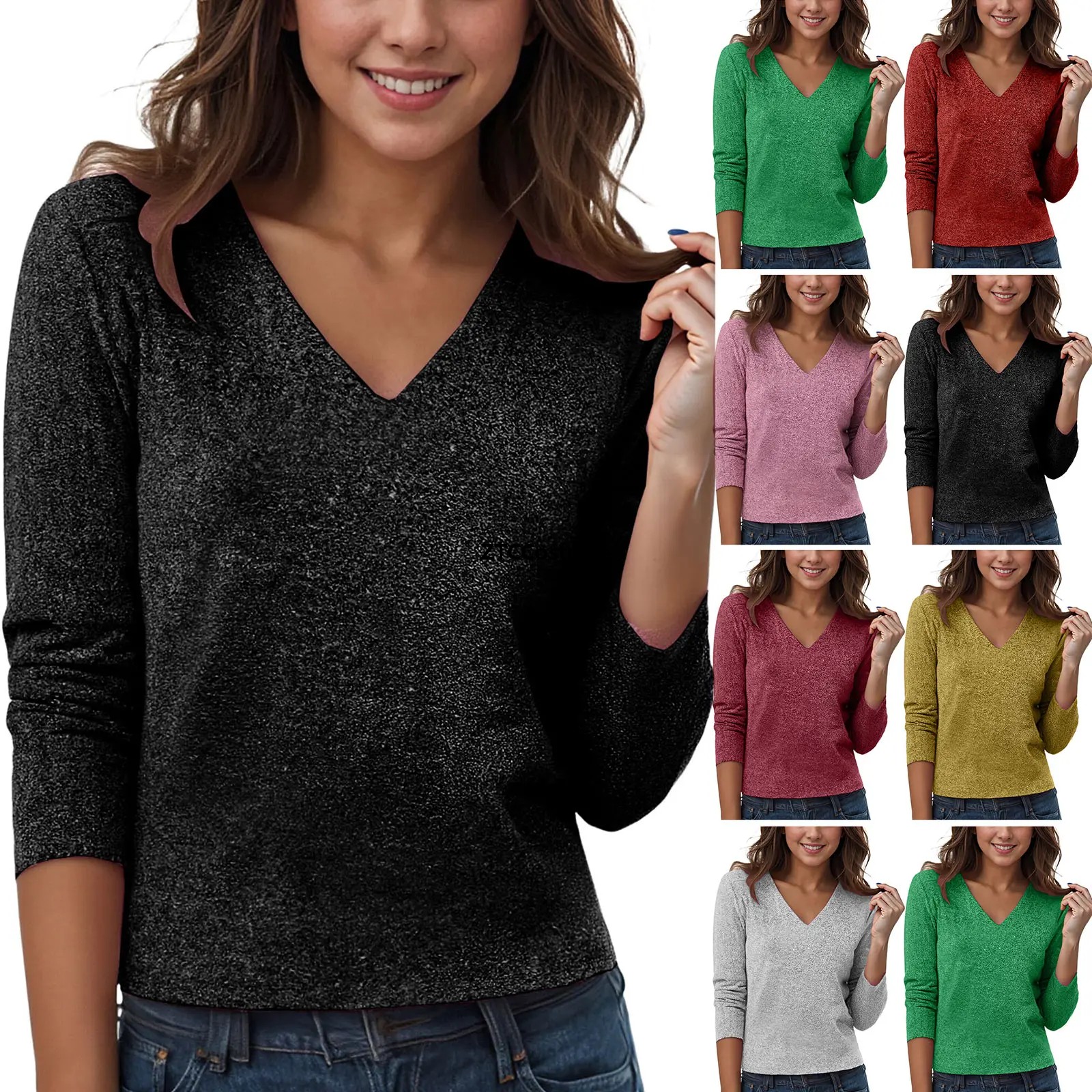 Cosplay Sequin V Neck Long Sle - огляд і ціна Women Formal Blouses For Evening Wear