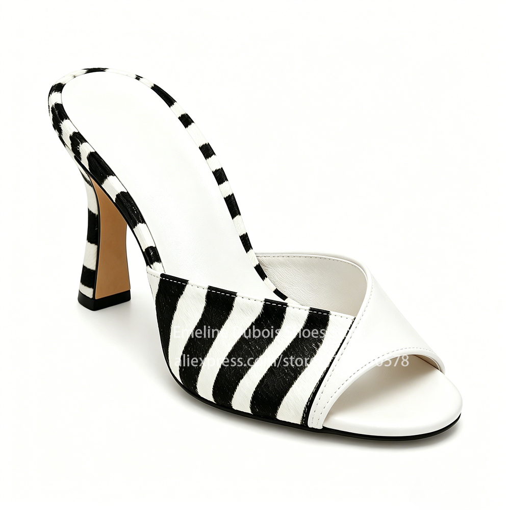 Zebra Print Peep Toe Mid Heel  - огляд і ціна Kitten Heel Women
