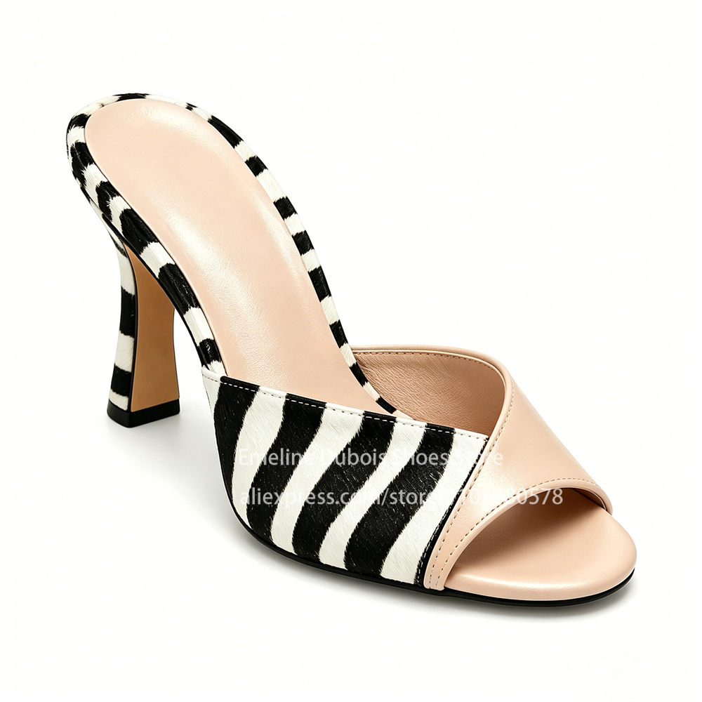 Zebra Print Peep Toe Mid Heel  - огляд і ціна Kitten Heel Women