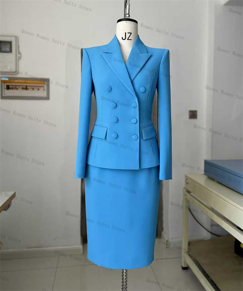 Sky Blue Women Suit Skirt Set  - огляд і ціна Women'S Formal Wear Wedding Guest