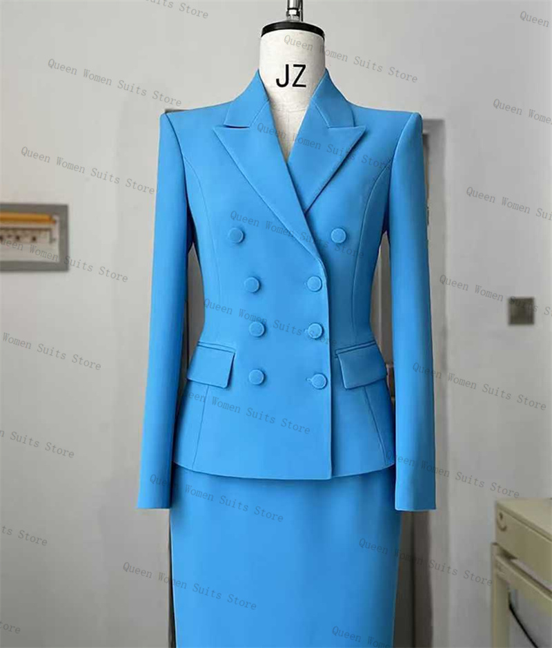 Sky Blue Women Suit Skirt Set  - огляд і ціна Women'S Formal Wear Wedding Guest