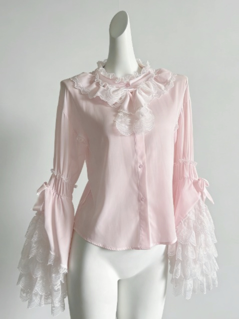 Kawaii Lolita Blouse Pearl But - огляд і ціна Women Formal Blouses For Evening Wear