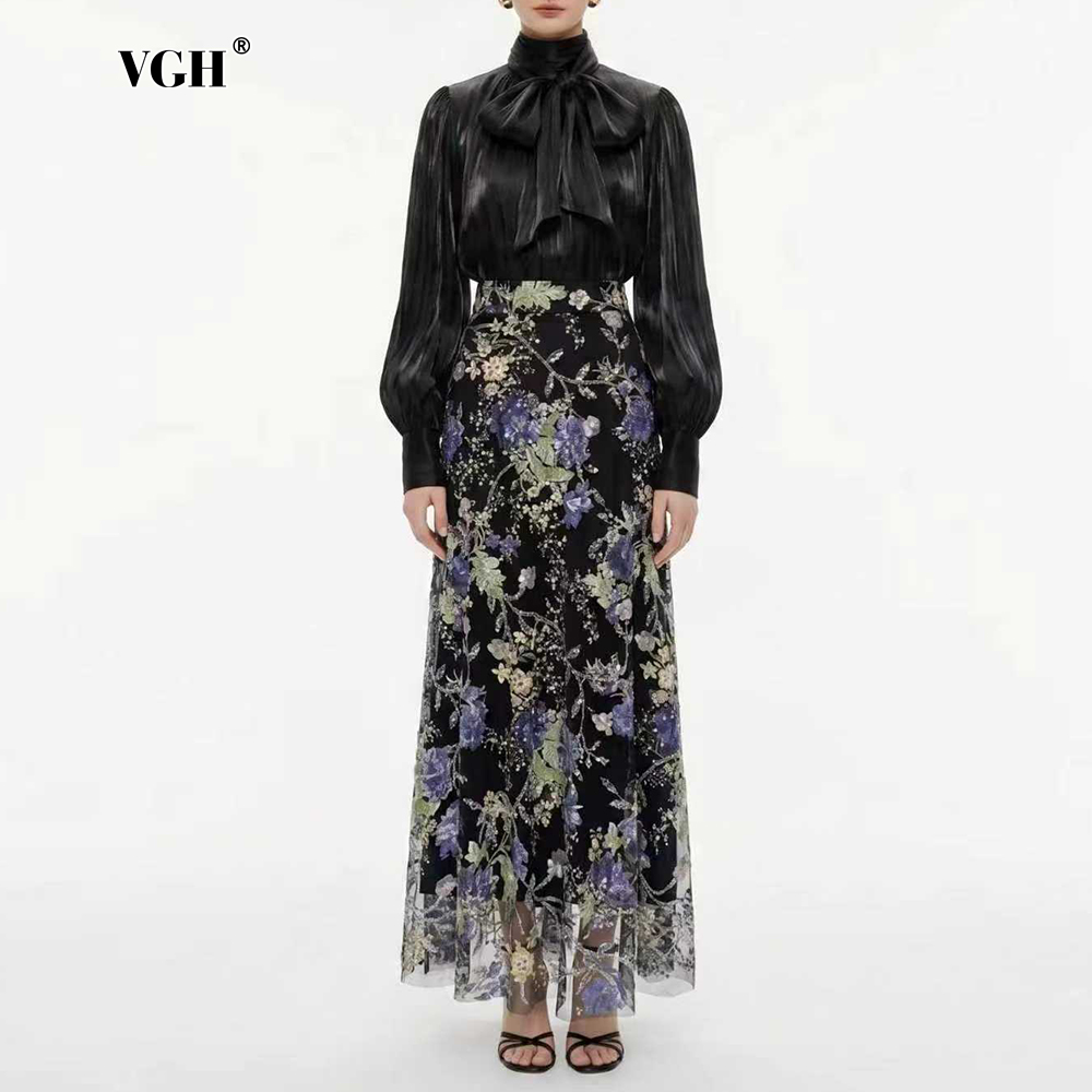VGH Elegant Chic Black Floral  - огляд і ціна Women Formal Blouses For Evening Wear