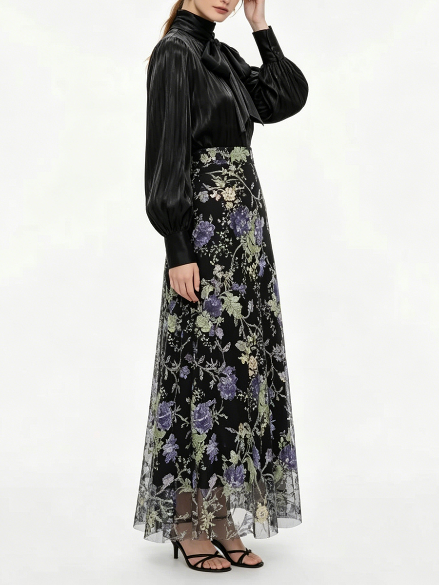 VGH Elegant Chic Black Floral  - огляд і ціна Women Formal Blouses For Evening Wear