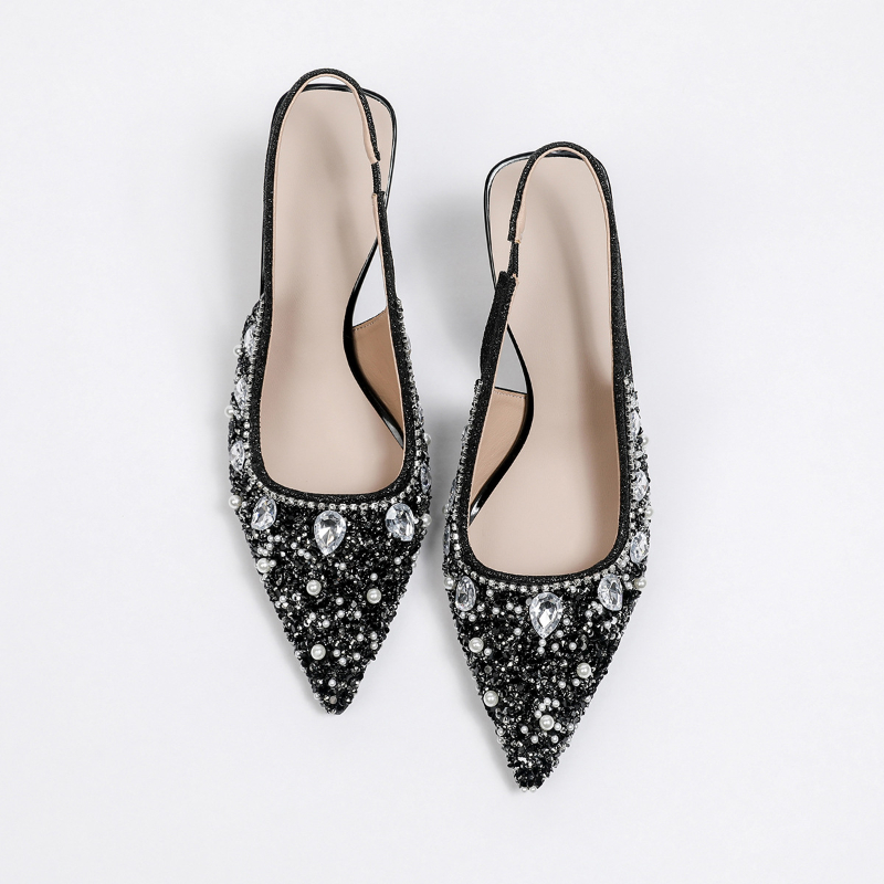 Crystal Closed Toe Backless Sa - огляд і ціна Kitten Heel Women