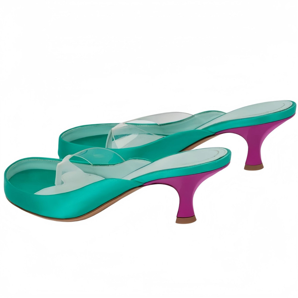 Women Gold Satin Thong Mules C - огляд і ціна Kitten Heel Women