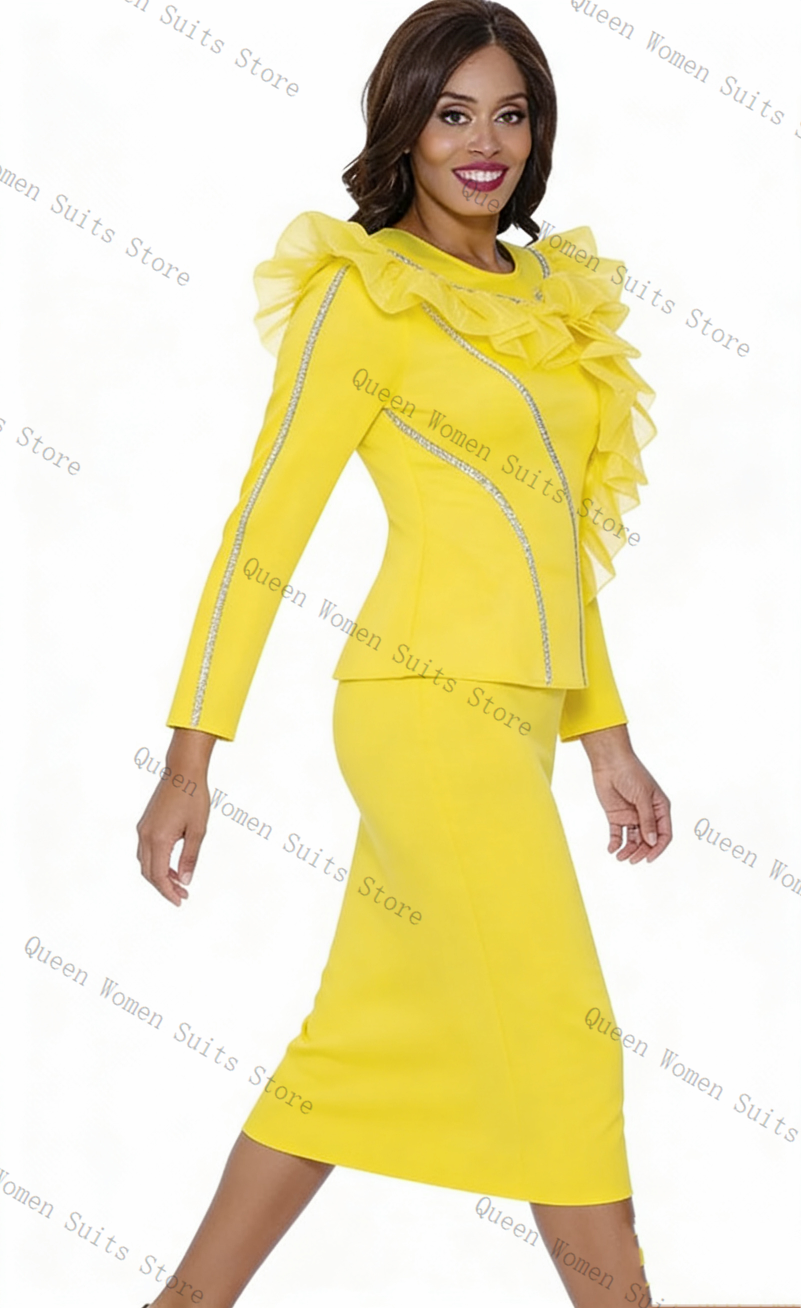 Crystals Yellow Women Suit Ski - огляд і ціна Women'S Formal Wear Wedding Guest