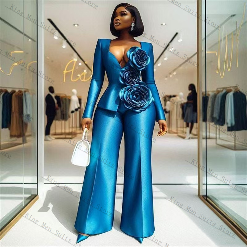 Blue Satin Women Suit Set 2 Pc - огляд і ціна Women'S Formal Wear Wedding Guest