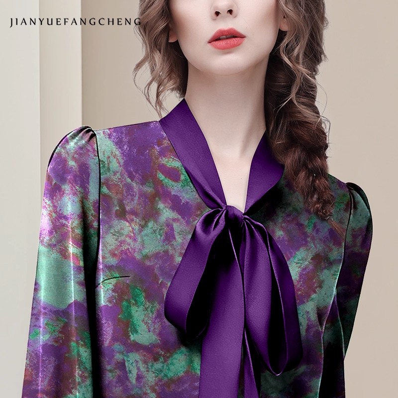 Purple Floral Elegant Satin Bl - огляд і ціна Women Formal Blouses For Evening Wear
