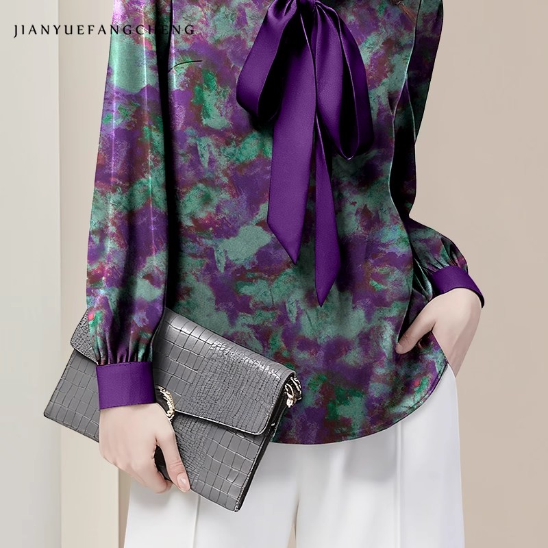 Purple Floral Elegant Satin Bl - огляд і ціна Women Formal Blouses For Evening Wear